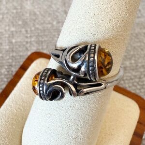 Baltic Amber & Sterling Wrap Ring